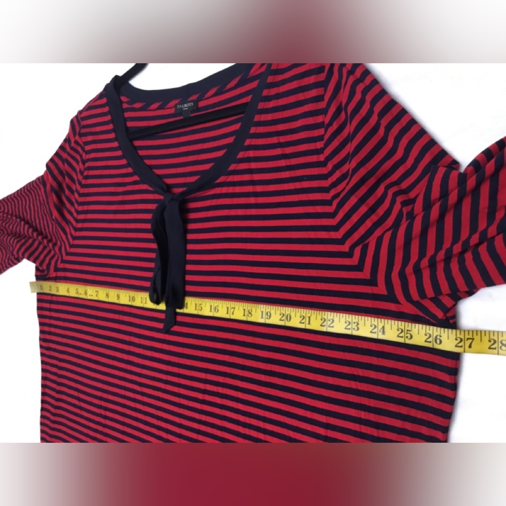 Talbots Bold Red and Navy Striped Top - Picture 5 of 14
